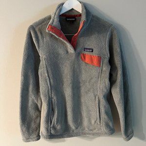 Patagonia Gray Fleece Pullover with Orange Accent